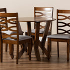 Baxton Studio Ariane Modern and Contemporary Grey Fabric Upholstered and Walnut Brown Finished Wood 5-Piece Dining Set