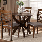 Baxton Studio Aspen Modern and Contemporary Grey Fabric Upholstered and Walnut Brown Finished Wood 5-Piece Dining Set