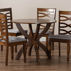Baxton Studio Aspen Modern and Contemporary Grey Fabric Upholstered and Walnut Brown Finished Wood 5-Piece Dining Set