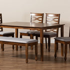 Baxton Studio Lanier Modern and Contemporary Grey Fabric Upholstered and Walnut Brown Finished Wood 6-Piece Dining Set