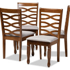 Baxton Studio Elijah Modern and Contemporary Grey Fabric Upholstered and Walnut Brown Finished Wood 4-Piece Dining Chair Set