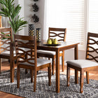 Baxton Studio Mirna Modern and Contemporary Grey Fabric Upholstered and Walnut Brown Finished Wood 5-Piece Dining Set