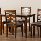 Baxton Studio Mirna Modern and Contemporary Grey Fabric Upholstered and Walnut Brown Finished Wood 5-Piece Dining Set