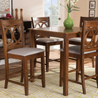 Baxton Studio Lenoir Modern and Contemporary Grey Fabric Upholstered Walnut Brown Finished 5-Piece Wood Pub Set