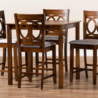 Baxton Studio Lenoir Modern and Contemporary Grey Fabric Upholstered Walnut Brown Finished 5-Piece Wood Pub Set