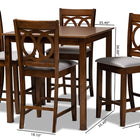 Baxton Studio Lenoir Modern and Contemporary Grey Fabric Upholstered Walnut Brown Finished 5-Piece Wood Pub Set