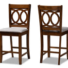 Baxton Studio Lenoir Modern and Contemporary Grey Fabric Upholstered Walnut Brown Finished Wood 2-Piece Counter Height Pub Chair Set