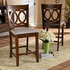 Baxton Studio Lenoir Modern and Contemporary Grey Fabric Upholstered Walnut Brown Finished Wood 2-Piece Counter Height Pub Chair Set