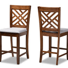Baxton Studio Caron Modern and Contemporary Grey Fabric Upholstered Walnut Brown Finished 2-Piece Wood Counter Height Pub Chair Set Set