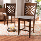 Baxton Studio Caron Modern and Contemporary Grey Fabric Upholstered Walnut Brown Finished 2-Piece Wood Counter Height Pub Chair Set Set