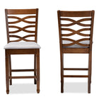 Baxton Studio Lanier Modern and Contemporary Grey Fabric Upholstered Walnut Brown Finished 2-Piece Wood Counter Height Pub Chair Set Set