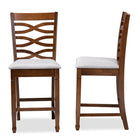 Baxton Studio Lanier Modern and Contemporary Grey Fabric Upholstered Walnut Brown Finished 2-Piece Wood Counter Height Pub Chair Set Set