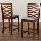 Baxton Studio Lanier Modern and Contemporary Grey Fabric Upholstered Walnut Brown Finished 2-Piece Wood Counter Height Pub Chair Set Set