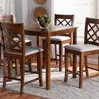 Baxton Studio Alora Modern and Contemporary Grey Fabric Upholstered Walnut Brown Finished 5-Piece Wood Pub Set