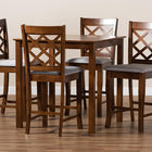 Baxton Studio Alora Modern and Contemporary Grey Fabric Upholstered Walnut Brown Finished 5-Piece Wood Pub Set