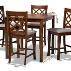 Baxton Studio Alora Modern and Contemporary Grey Fabric Upholstered Walnut Brown Finished 5-Piece Wood Pub Set