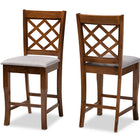 Baxton Studio Aria Modern and Contemporary Grey Fabric Upholstered and Walnut Brown Finished Wood 2-Piece Counter Height Pub Chair Set