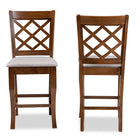 Baxton Studio Aria Modern and Contemporary Grey Fabric Upholstered and Walnut Brown Finished Wood 2-Piece Counter Height Pub Chair Set