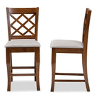Baxton Studio Aria Modern and Contemporary Grey Fabric Upholstered and Walnut Brown Finished Wood 2-Piece Counter Height Pub Chair Set