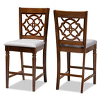 Baxton Studio Oscar Modern and Contemporary Grey Fabric Upholstered and Walnut Brown Finished Wood 2-Piece Counter Height Pub Chair Set