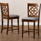 Baxton Studio Oscar Modern and Contemporary Grey Fabric Upholstered and Walnut Brown Finished Wood 2-Piece Counter Height Pub Chair Set
