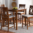 Baxton Studio Verina Modern and Contemporary Grey Fabric Upholstered Walnut Brown Finished 5-Piece Wood Pub Set