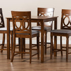 Baxton Studio Verina Modern and Contemporary Grey Fabric Upholstered Walnut Brown Finished 5-Piece Wood Pub Set