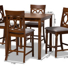 Baxton Studio Verina Modern and Contemporary Grey Fabric Upholstered Walnut Brown Finished 5-Piece Wood Pub Set