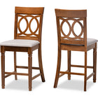 Baxton Studio Violet Modern and Contemporary Grey Fabric Upholstered and Walnut Brown Finished Wood 2-Piece Counter Height Pub Chair Set