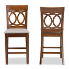 Baxton Studio Violet Modern and Contemporary Grey Fabric Upholstered and Walnut Brown Finished Wood 2-Piece Counter Height Pub Chair Set