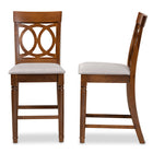 Baxton Studio Violet Modern and Contemporary Grey Fabric Upholstered and Walnut Brown Finished Wood 2-Piece Counter Height Pub Chair Set