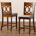 Baxton Studio Violet Modern and Contemporary Grey Fabric Upholstered and Walnut Brown Finished Wood 2-Piece Counter Height Pub Chair Set