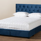 Baxton Studio Caronia Modern and Contemporary Navy Blue Velvet Fabric Upholstered 2-Drawer King Size Platform Storage Bed