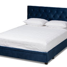 Baxton Studio Caronia Modern and Contemporary Navy Blue Velvet Fabric Upholstered 2-Drawer Queen Size Platform Storage Bed