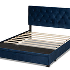 Baxton Studio Caronia Modern and Contemporary Navy Blue Velvet Fabric Upholstered 2-Drawer Queen Size Platform Storage Bed