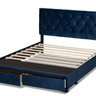 Baxton Studio Caronia Modern and Contemporary Navy Blue Velvet Fabric Upholstered 2-Drawer Queen Size Platform Storage Bed