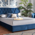 Baxton Studio Caronia Modern and Contemporary Navy Blue Velvet Fabric Upholstered 2-Drawer King Size Platform Storage Bed