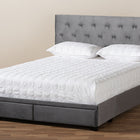 Baxton Studio Caronia Modern and Contemporary Grey Velvet Fabric Upholstered 2-Drawer Queen Size Platform Storage Bed