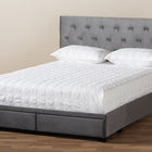 Baxton Studio Caronia Modern and Contemporary Grey Velvet Fabric Upholstered 2-Drawer King Size Platform Storage Bed