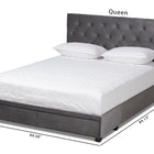 Baxton Studio Caronia Modern and Contemporary Grey Velvet Fabric Upholstered 2-Drawer Queen Size Platform Storage Bed