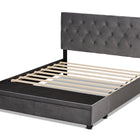 Baxton Studio Caronia Modern and Contemporary Grey Velvet Fabric Upholstered 2-Drawer Queen Size Platform Storage Bed