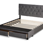 Baxton Studio Caronia Modern and Contemporary Grey Velvet Fabric Upholstered 2-Drawer Queen Size Platform Storage Bed