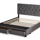 Baxton Studio Caronia Modern and Contemporary Grey Velvet Fabric Upholstered 2-Drawer King Size Platform Storage Bed