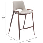 Zuo Desi Counter Stool (Set of 2) Beige & Walnut