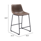 Zuo Smart Counter Stool (Set of 2) Vintage Espresso