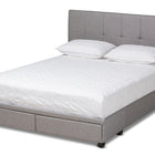 Baxton Studio Netti Light Grey Fabric Upholstered 2-Drawer King Size Platform Storage Bed