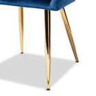 Baxton Studio Germaine Glam and Luxe Navy Blue Velvet Fabric Upholstered Gold Finished 2-Piece Metal Dining Chair Set