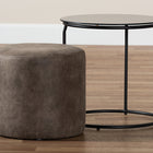Baxton Studio Kira Modern and Contemporary Black with Grey and Brown 2-Piece Nesting Table and Ottoman Set