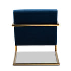 Baxton Studio Mira Glam and Luxe Navy Blue Velvet Fabric Upholstered Gold Finished Metal Lounge Chair