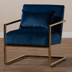 Baxton Studio Mira Glam and Luxe Navy Blue Velvet Fabric Upholstered Gold Finished Metal Lounge Chair